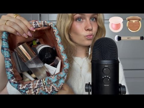 ASMR what's in my makeup bag 💄 (rummaging, tapping, scratching)