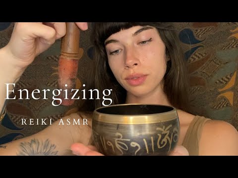 Reiki ASMR ~ Mood Boost | Rattle | Singing Bowl | Fluffing | Inner Fire | Uplifting | Energy Healing