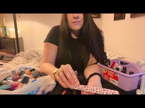 ASMR Friend Does Your Nails | Rummaging, Brush, File, Spray Sounds