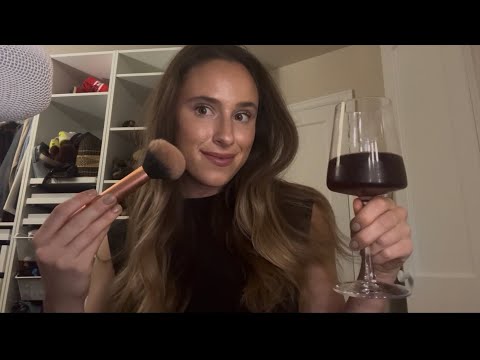 ASMR grwm for dinner ✨ (makeup sounds, whisper rambling, tongue clicking) 