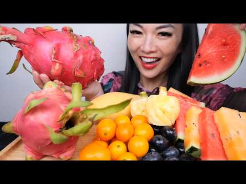 GIANT FRUITS (ASMR EATING SOUNDS) LIGHT WHISPERS | SAS-ASMR