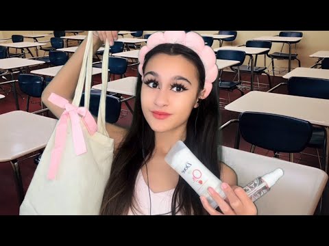 ASMR| You sit next to the girl in class who has EVERYTHING in her bag!