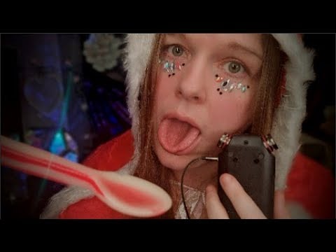 ASMR INTENSE Eating You, Candy Cane Spoon Wet Mouth Sounds👅