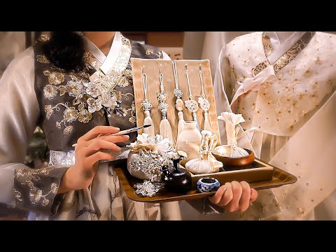 ASMR Korean Bridal Trial | Traditional Roleplay | Makeup, Hair Styling, Dress Fitting