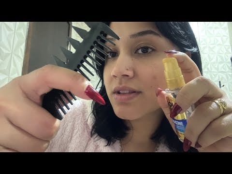 ASMR penteando e arrumando seu cabelo para dormir 💤￼