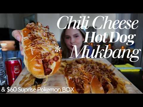 3 Loaded Chili Cheese Dogs 🤤🌭 + Opening a $60 Pokémon Mystery Bag!