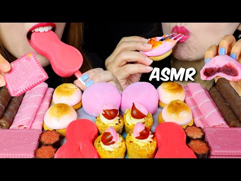 ASMR STRAWBERRY ICE CREAM, MINI CHEESECAKE, MOCHI, MARSHMALLOW COOKIES, CHOCOLATES 먹방 | Kim&Liz ASMR