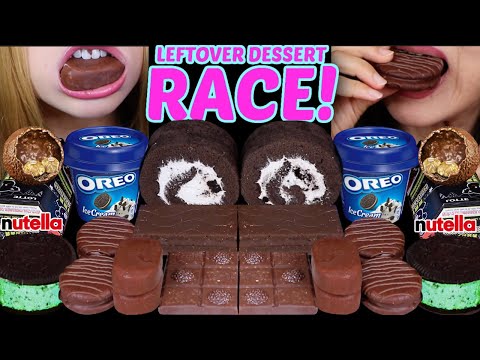 ASMR LEFTOVER DESSERT RACE! OREO ROLL CAKE, TICO ICE CREAM, MINT CHOCOLATE OREO SANDWICH, FERRERO 먹방