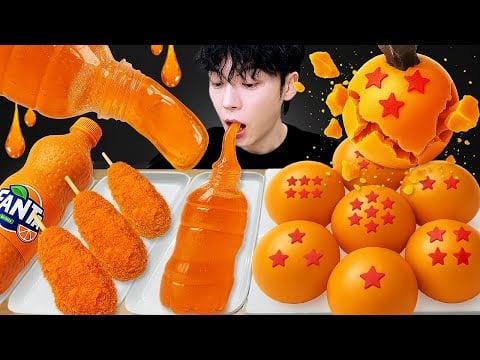ASMR MUKBANG | 직접 만든 갤럭시 꿀젤리 오렌지 디저트 아이스크림 먹방 & 레시피 DESSERT GALAXY HONEY JELLY CANDY