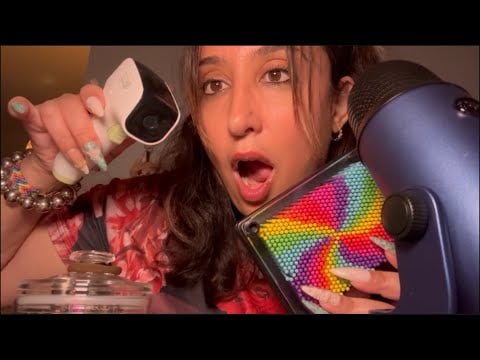 Tingly Plastic Triggers ASMR Gum Chewing Roleplay (tapping,scratching,crinkles,calming whispers) +