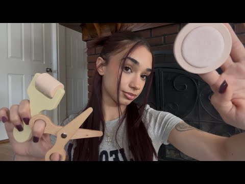 ASMR Valentine’s Day Makeover 💗 Wooden Layered Sounds (Skincare, Haircut, Makeup)