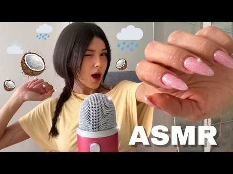 ASMR 🥥🌧️ Pure Coconut Rain Tingles (Mouth Sounds, Hands Sounds + Fast Hand Movements)