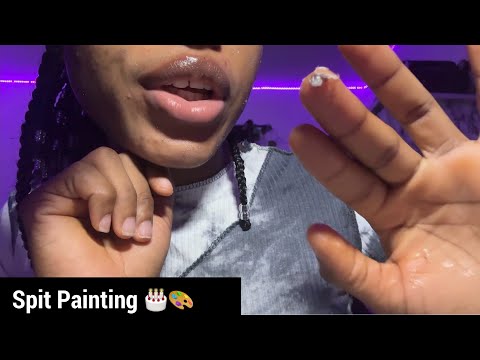 ASMR birthday girl SPIT PAINTS you with Cake| Mouth sounds 🎂🎊✨