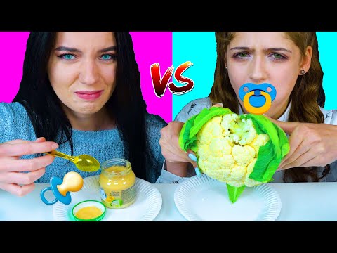 ASMR BABY FOOD VS ADULT FOOD CHALLENGE EATING SOUNDS LILIBU