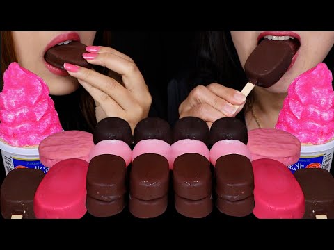 ASMR DARK CHOCOLATE TICO ICE CREAM, MINI DOVE ICE CREAM BARS, CRYSTAL SUGAR ICE CREAM CONE, MOCHI 먹방