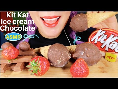 ASMR 킷캣 아이스크림+킷캣초콜릿 리얼사운드 먹방 | Kit Kat ICE CREAM+CHOCOLATE EATING SOUND| CURIE.ASMR