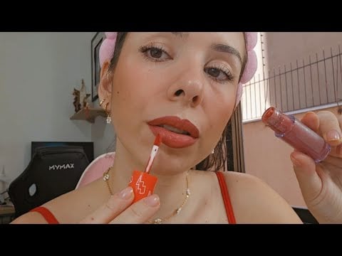 ASMR: MAQUIE-SE COMIGO | SUSSURROS, GATILHOS COM MAQUIAGENS E MASCANDO CHICLETE