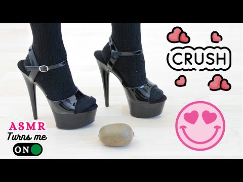 ASMR - Crushing a kiwi with black high heels