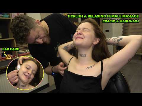 SHE FELT IT - EAR OIL REMOVAL & CARE + CRACKS + ASMR armpit,chest,throat,head,face,neck,foot massage