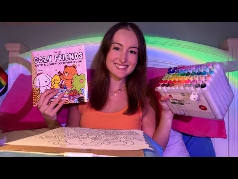 ASMR Color with Me 🖍️ Relaxing Background Sounds for Sleeping & Studying (no talking, just markers) 