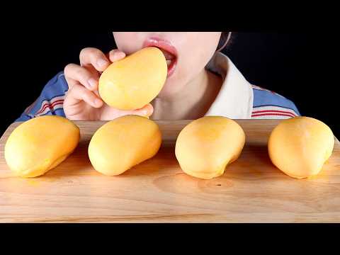 ASMR Crunchy Mango Mousse Cake | No Talking Mukbang