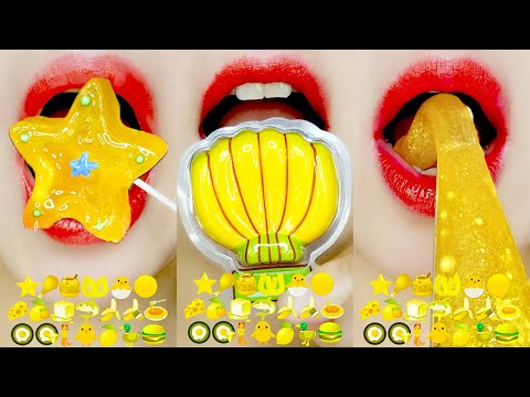 Asmr YELLOW EMOJI DESSERT Eating Sounds 노란색 이모지 먹방 Mukbang