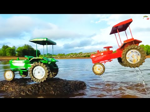 john deere Tractor Mud Pulling Out JCB | Truck | Rickshaw | Crane |  Cartoon | tractor video