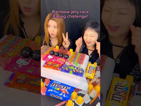 Rainbow jelly race! #food #candy #jelly