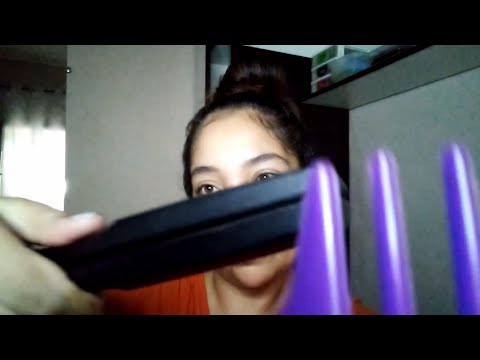 ASMR Fazendo Chapinha no seu cabelo: desembaraçar com escova, protetor térmico, prancha e spray fix