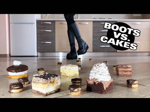 Platform Boots vs. Cake Battalion! Oddly Satisfying Food Crushing! ASMR