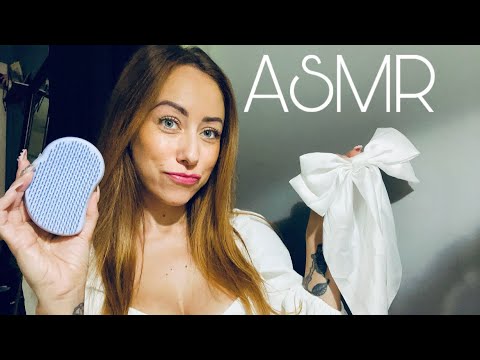 ASMR Brushing my hair, Hair accessories, soft spoken/whisper #asmr #asmrhairbrushing