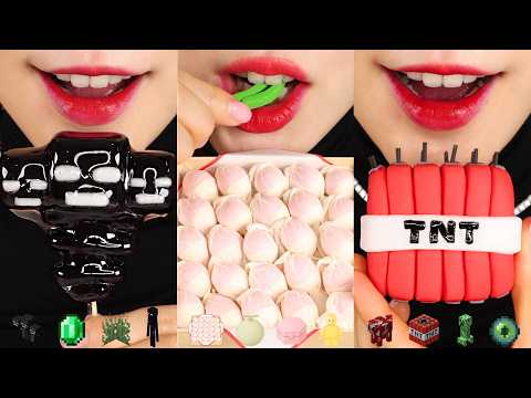16MINS EMOJI AND MINECRAFT FOOD MUKBANG ASMR COMPILATION 💣 JAPANESE DESSERT ASMR 🖤