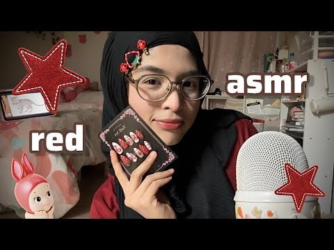 ASMR ♡ Red Triggers & Soft Whispers For Tingles 🍓 Kinda Fast & Aggressive