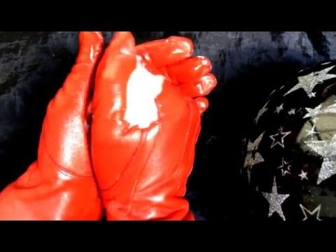 LEATHER GLOVES  shiny and slippery  rubbing  beautiful BALLOON [[ASMR]]
