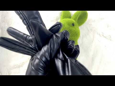 Faux Leather Gloves 🐰 Petting the Easterbunny [[ASMR]]