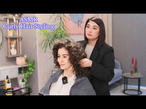 Russian Celebs Makeup Artist Styled my Curls + Orange Makeup [ASMR]