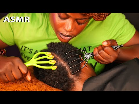ASMR✨Story time scalp scratching on braids,soft whispers to put you to sleep with hair parting.
