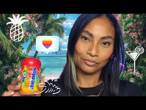 ASMR Trying Mentos Gum Tropical Flavor , Up Close Chewing Sounds