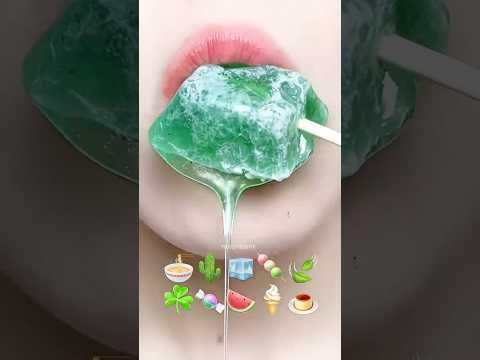 Green Emoji Food, next color?? 🥦🥬🥒 #asmr #mukbang #asmrsounds #eating #emojichallenges