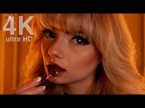 ASMR in 4k (mouth sounds, tingly words, lipstick application)