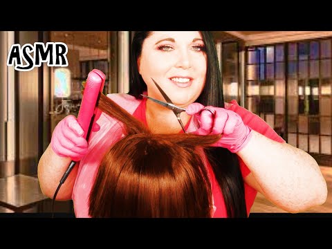 ASMR Hair Salon Roleplay (Real Haircut, Straighteners, Hair Brushing, Gossip, Gloves, Plastic Apron)