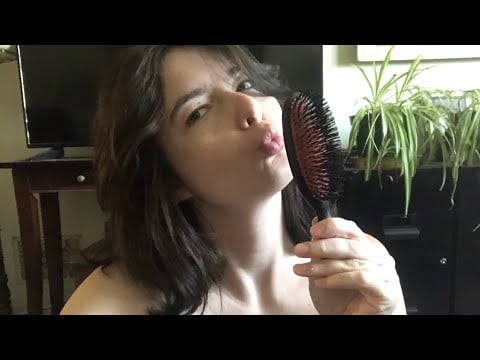 ASMR ~ Brushing my hair + soft spoken chitchat (++ some personal attention)