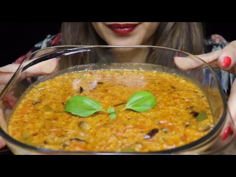 ASMR DOLMA SOUP RICE EGGPLANT ZUCCHINI TOMATO BELL PEPPER MUKBANG CREMA ASMR #asmr #mukbang #dolma