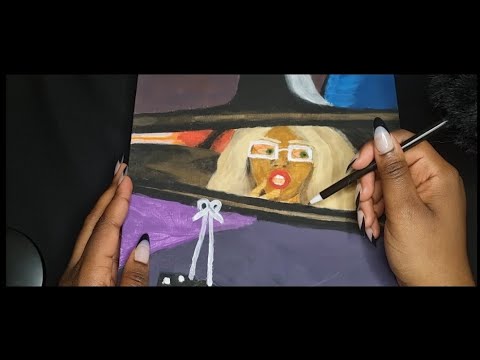 ASMR Tracing My Painting 🎨 (w nail tapping & mouth sounds)