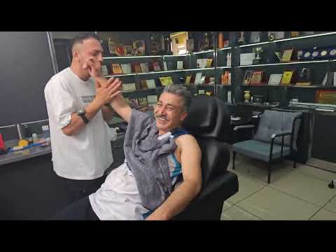MY BARBER FRIEND MASSAGE TO ME . RELAXING WITH ASMR SOUNDS