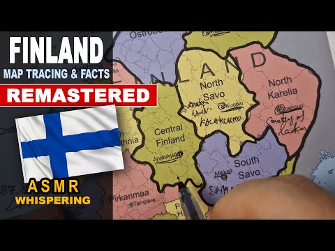 REMASTERED: ASMR Tracing FINLAND Regions Map Contour With Facts | ASMR maps and facts Whispering