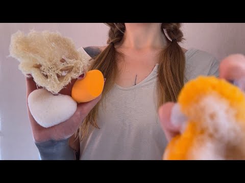 ASMR Sponges on Your Face 🧽🫧  Dry, Wet, and Bubbly! (no talking, layered sounds)
