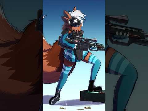 BIG TAIL, BIG GUN🩵~ [Art timelapse] #furry #furries #artcommission #speedpaint #protogen