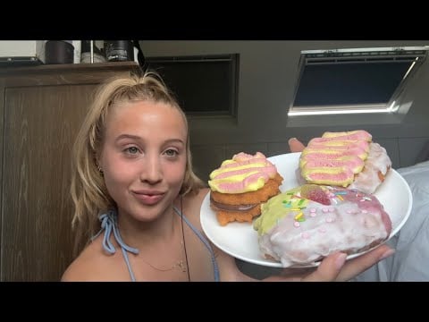 asmr eating gourmet summer doughnuts!