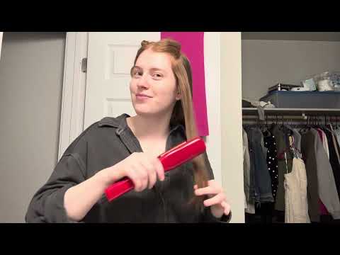 ASMR Hair Play - straightening and whisper ramble